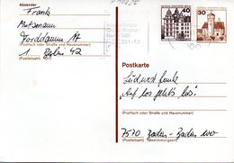 WB Amtliche Ganzsachen-Postkarte P108 ZF Wst."Burgen Und Schlösser"30(Pf) Gelboliv, MWSt 12.9.81 BERLIN - Postcards - Used