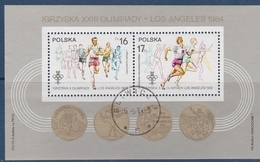 ATHLETICS ATHLÉTISME OLYMPIC MEDALS GAMES LA 1932 1984 POLAND POLEN POLOGNE 1984 MI BL 94 B USED - Sommer 1932: Los Angeles