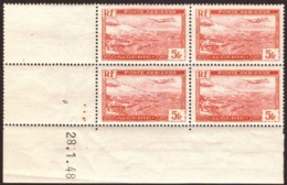 Algérie 1946 - Airmail - Algiers Airport 4 X 5Fr  # MNH # Coin Daté - Posta Aerea