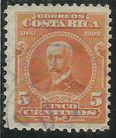 COSTA RICA 1910 UPU 1909 MAURO FERNANDEZ CENT 5c USATO USED OBLITERE' - Costa Rica