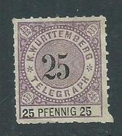 Timbre Wurtemberg Telegraphe 25 P Violet - Wuerttemberg