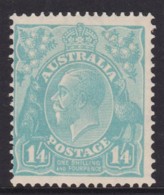 Australia 1928 King George V 1/4d Greenish-Blue Small Multi Wmk P13.5 MH - Mint Stamps