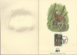 PZ.- WWF. WORLD WILDLIFE FUND. ZAIRE. PREMIER JOUR KINSHASA 15-10-84. OKAPI. OKAPIA JOHNSTONI. A. BUZIN. Nr 3/1985. - Lettres & Documents