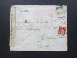 Schweiz 1917 Express Brief Schwyz - München Hotel Continental Militärischerseits Unter Kriegsrecht Geöffnet - Lettres & Documents