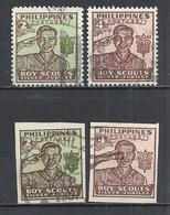 PHILIPPINES 1949 - SCOUTISME ANNIVERSARY - 2 CPL.SET - PERFORATED + IMPERFORATED - POSTALLY USED OBLITERE GESTEMPELT - Oblitérés