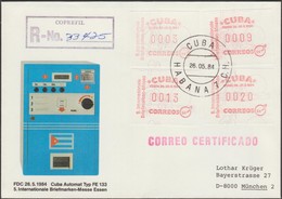 Cuba 1984. Vignettes D'affranchissement Sur FDC Par Recommandé. Exposition Philatélique Essen. Frama - Automatenmarken (Frama)