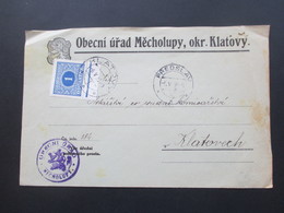 Böhmen Und Mähren 6.5.1939 Mitläufer Portomarke M P 62 Vom Unterrand Als EF Obecni Urad Mecholupy, Okr. Klatovy - Cartas & Documentos