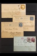 1890-1900 INTERESTING QV CARDS & COVER GROUP Includes India QV Postal Stationery Items (3 Different) With Aden Cancels & - Aden (1854-1963)