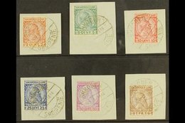1913 Skanderbeg Complete Set Of Six, Mi 29/34, With Each Value On A Separate Piece Cancelled By "SHKODER / SHQIPENIE / 7 - Albanien