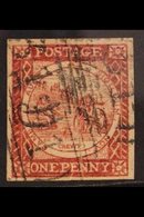 NEW SOUTH WALES 1850 1d Sydney View, Jeffreys Forgery, With Four Margins And "61" Cancel, Light Vertical Bend. For More  - Other & Unclassified