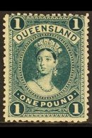 QUEENSLAND 1905-06 £1 Deep Green Chalon, Litho Printing, SG 274, Fine Mint. For More Images, Please Visit Http://www.san - Altri & Non Classificati