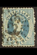 QUEENSLAND 1868-78 2d Deep Blue, Perf.12½x13, Wmk SG Type W5, SG 115, Used, Tiny Tear, Cat.£600. For More Images, Please - Otros & Sin Clasificación