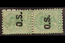 SOUTH AUSTRALIA Official 1876-80 1d Deep Green, Perf. 10 X 11½-12½, SG O45, Vertical Pair Fine Mint, Unpriced By SG, Rar - Autres & Non Classés