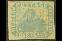 WESTERN AUSTRALIA 1854-55 4d Pale Blue Imperf., SG 3, Mint Large Part OG With 4 Margins. For More Images, Please Visit H - Other & Unclassified