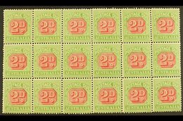POSTAGE DUES 1901 2d Rosine And Yellow Green, SG D65, Mint Block Of 18, (2 Og) Rest NHM, Showing Minor Plate Flaws  For  - Otros & Sin Clasificación