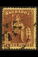 1873 3d Brown-purple, Wmk Small Star Sideways, SG 63, Fine Used. For More Images, Please Visit Http://www.sandafayre.com - Barbades (...-1966)