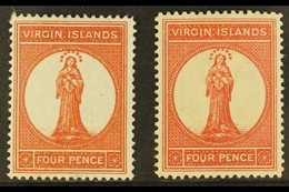 1887-89 4d Brown-red, SG 37, Positions 10 And 13, Fine Mint. (2 Stamps) For More Images, Please Visit Http://www.sandafa - Iles Vièrges Britanniques