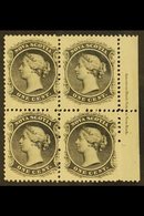 1860 1c Black On Yellowish Paper, SG 9, Inscription Block Of 4, Very Fine Mint. For More Images, Please Visit Http://www - Sonstige & Ohne Zuordnung