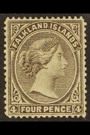 1878-79 WATERMARKED PAPER VARIETY. CAT £3750 4d Grey-black On Watermarked Paper, SG 2a, Fine Unused & Without Gum, Showi - Falklandinseln