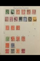 1891-1962 USED COLLECTION On Leaves, Includes 1891-1902 Vals To 6d, 1921-28 Vals To 2½d, 1929-37 Vals To 6d, 1933 1½d &  - Falkland Islands