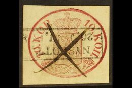1856-58 10k Carmine Imperf On Wove Paper, Michel 2x, Fine Used, Cut Square With Pen And Neat Boxed Cancellations For Mor - Autres & Non Classés