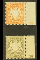 BAVARIA PLATE NUMBERS 1903 2m Orange-yellow With '36' Plate Number And 1900 3m Olive-brown With '26' Plate Number, Miche - Altri & Non Classificati