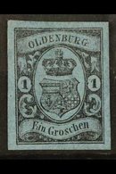 OLDENBURG 1859 1Gr Black On Blue, Mi 6a, Superb Mint No Gum With Huge Margins. For More Images, Please Visit Http://www. - Otros & Sin Clasificación