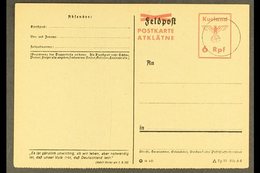 KURLAND 1945 "6 Rpf." Postal Stationery Postal Card With Red "Postkarte / Atklatne" Overprint And Adolf Hitler Quote Fro - Otros & Sin Clasificación