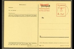 KURLAND 1945 "6 Rpf." Postal Stationery Postal Card With Red "Postkarte / Atklatne" Overprint And Adolf Hitler Quote Fro - Other & Unclassified