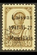 ROKISKIS (RAKISCHKI) 1941 50k Bright Brown With Black Type III Overprint, Michel 6a III, Very Fine Used. For More Images - Sonstige & Ohne Zuordnung