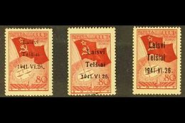 TELSIAI (TELSCHEN) 1941 80k Dark Brownish- Red With Type I, II & III Overprints, Michel 8I/8III, Used, The Types I & II  - Otros & Sin Clasificación