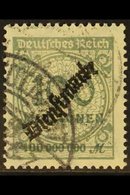 OFFICIAL 1923 100mio Grey "Dienstmarke" Overprint (Michel 82, SG O342), Very Fine Cds Used, Expertized Infla Berlin. For - Andere & Zonder Classificatie