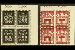 1953 East German Uprising Complete Set (Michel 110/11, SG B110/11), Never Hinged Mint Matching Upper Right Corner BLOCKS - Altri & Non Classificati