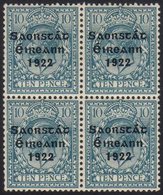 1922-23 BROKEN FRAME LINE 10d Turquoise Blue SG 62, Fine Mint Block Of Four With Lower Left Stamp Showing Broken Frame L - Other & Unclassified