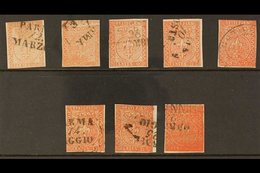 PARMA 1853 15c Vermilion, Sass 7, 8 Good To Fine Used Copies In Various Shades, Many With Clear Margins, Some Small Plat - Non Classés