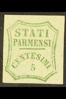 PARMA 1859 5c Blue Green Provisional Govt, Sass 12, Very Fine Mint No Gum. Rare Stamp. Cat €1500 (£1300) For More Images - Ohne Zuordnung