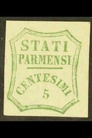 PARMA 1859 5c Blue Green Provisional Govt, Sass 12, Very Fine Mint No Gum. Rare Stamp. Cat €1500 (£1300) For More Images - Non Classificati