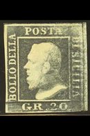 SICILY - 1859 RARE DOUBLE PRINTING 20 Gr. Slate Grey, A Mint Example Of This Classic First Issue, Showing Stunning DOUBL - Unclassified