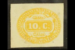 POSTAGE DUES 1863 10c Yellow Postage Due, Sass 1, Superb Mint Original Gum With Large Clear Margins. Raybaudi Photo Cert - Sin Clasificación