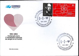 ARGENTINA ARGENTINE 2014 MEDICIN BLOOD TRANFUSION DR AGOTE  YV 3067 GJ 4074 FDC - Neufs