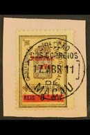 1911 1a On 5r Brown, Yellow And Black Postal Fiscal, Variety "Numeral 1 Missing", SG 204b, Very Fine Used On Piece. For  - Andere & Zonder Classificatie