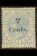 1883 2c On 12c Blue, SG 62, Fine Mint, Large Part Og. Signed. For More Images, Please Visit Http://www.sandafayre.com/it - Straits Settlements