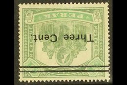 PERAK 1900 3c On $1 Green & Pale Green Surcharge WATERMARK INVERTED Variety, SG 86w, Mint With Traces Of Gum, Thin, Very - Andere & Zonder Classificatie