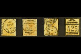 1863-81 ½d Buff, Perf 14, Used Range With Shades, SG 4 Etc. (4 Stamps)  For More Images, Please Visit Http://www.sandafa - Malta (...-1964)