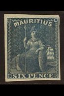 1859-61 Imperf 6d Blue Britannia, SG 32, Lightly Hinged Mint With Original Gum, 4 Good To Large Margins. Fresh And Attra - Maurice (...-1967)
