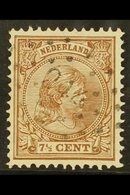 1891-94 7½c Brown Queen (SG 149a, NVPH 36), Used With Scarce "244" (UITHUIZEN) Numeral Cancel, Some Wrinkles, Fresh & Ra - Sonstige & Ohne Zuordnung