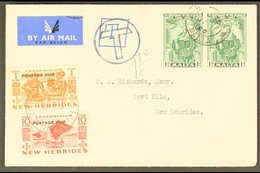 ENGLISH 1953 POSTAGE DUE (Sept) Cover From Malta To Port Vila, Bearing 10c And 1f SG D12 & 15 Tied Vila Cds, Circular "T - Other & Unclassified