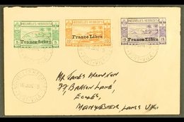 FRENCH 1941 France Libre Overprinted 5c To 15c, SG F65/67, On An Envelope Cancelled Port Vila June 1949 To England. For  - Otros & Sin Clasificación