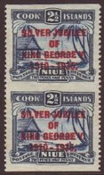 1935 2½d Dull And Deep Blue Silver Jubilee Opt, SG 70, Vertical Pair, IMPERF Horizontally,  From A Proof Sheet (see SG F - Niue