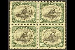 1907-98 Small Papua, Watermark Upright Perf 11 6d Black And Myrtle Green, SG 53, Superb Cds Used Block Of Four, Port Mor - Papoea-Nieuw-Guinea
